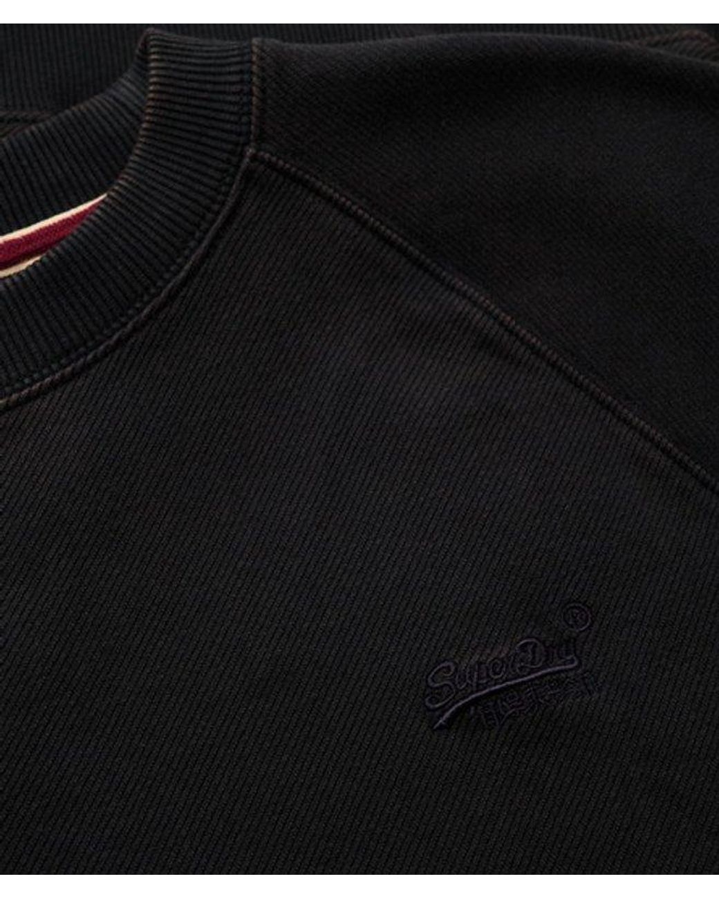 Superdry Black & Co Essential Logo Raglan Crew Sweatshirt for men