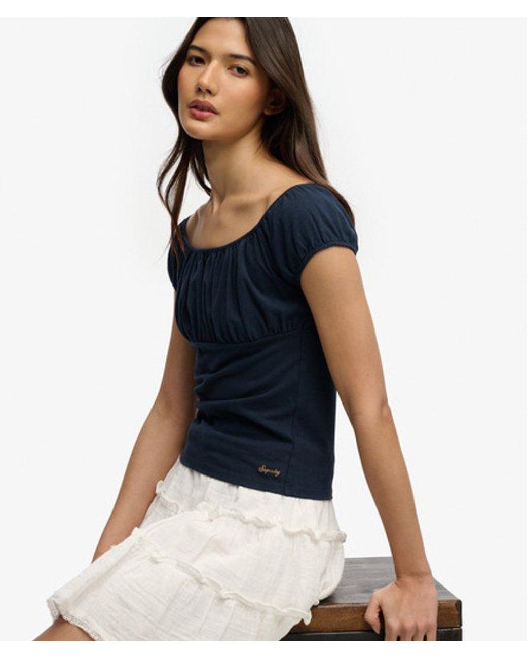 Superdry Blue & Co Athletic Essentials Ruched Top