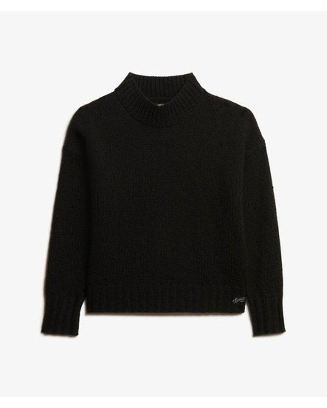 Superdry Black Essential Mock Neck Jumper