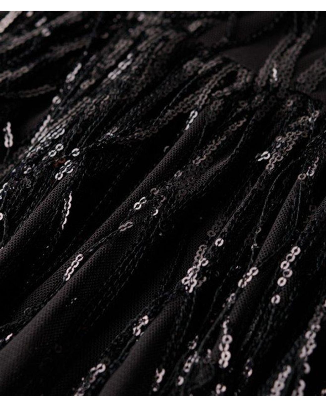 Superdry Black & Co Volume Tiered Mesh Mini Dress
