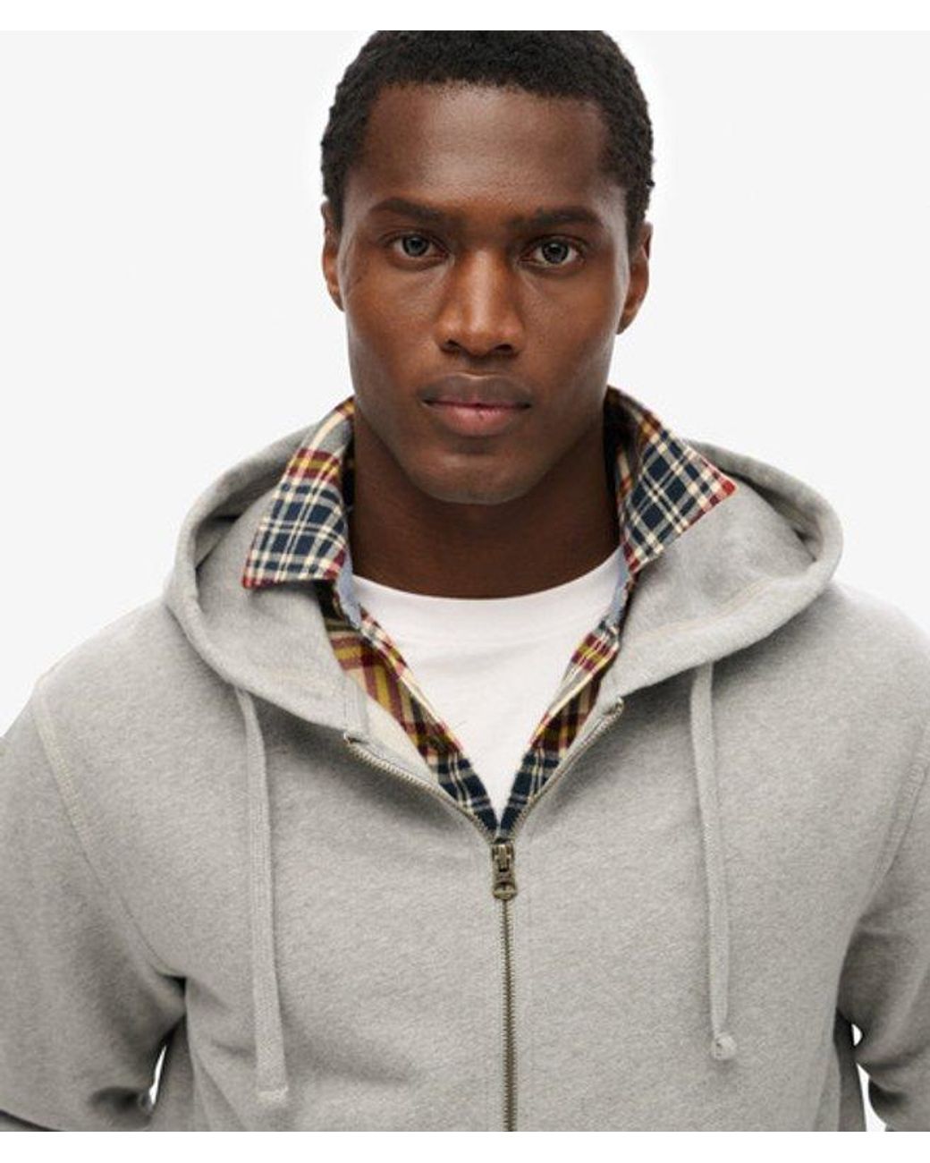 Superdry Gray & Co Contrast Stitch Relaxed Zip Hoodie for men