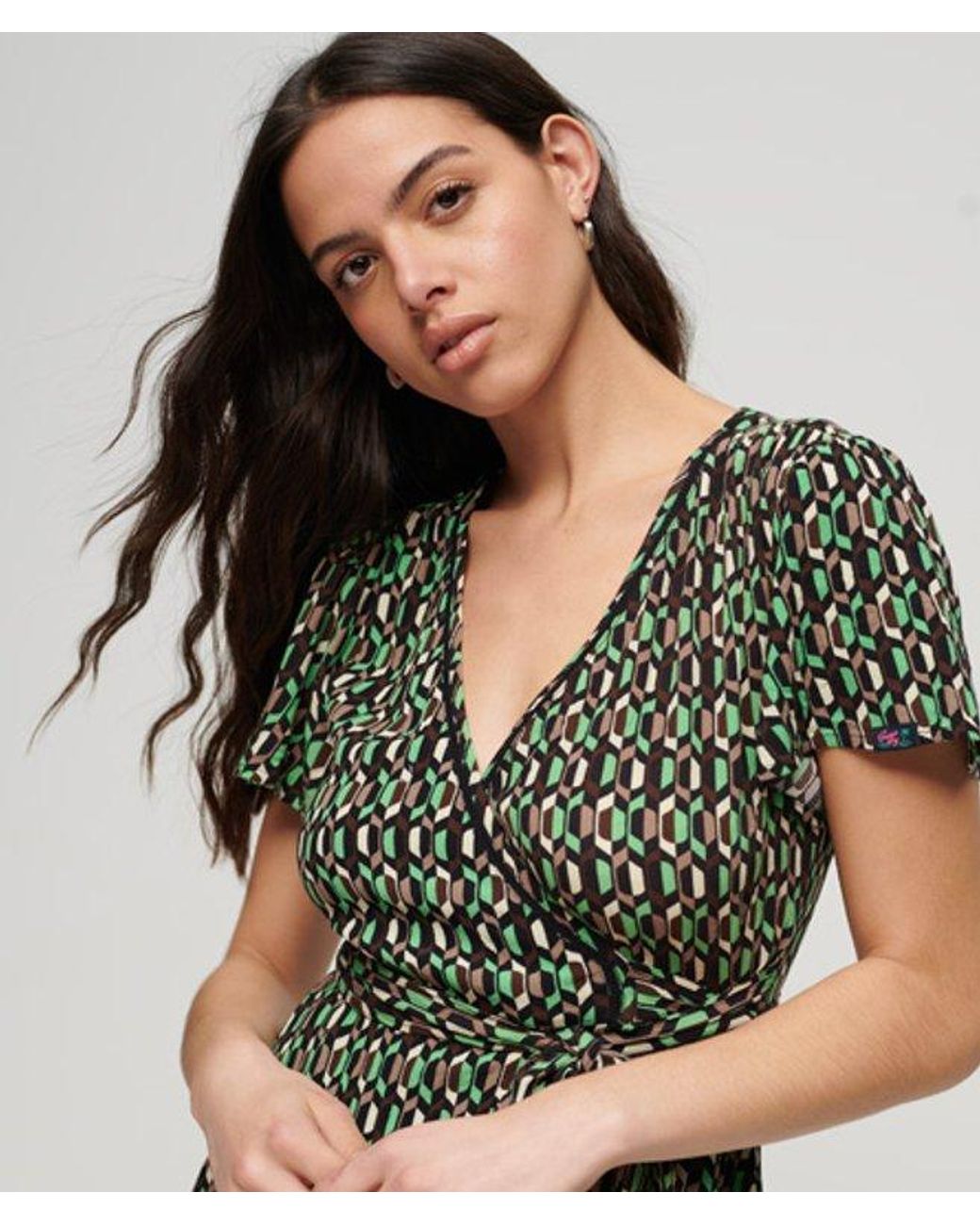 Superdry Green Vintage Mini Wrap Dress