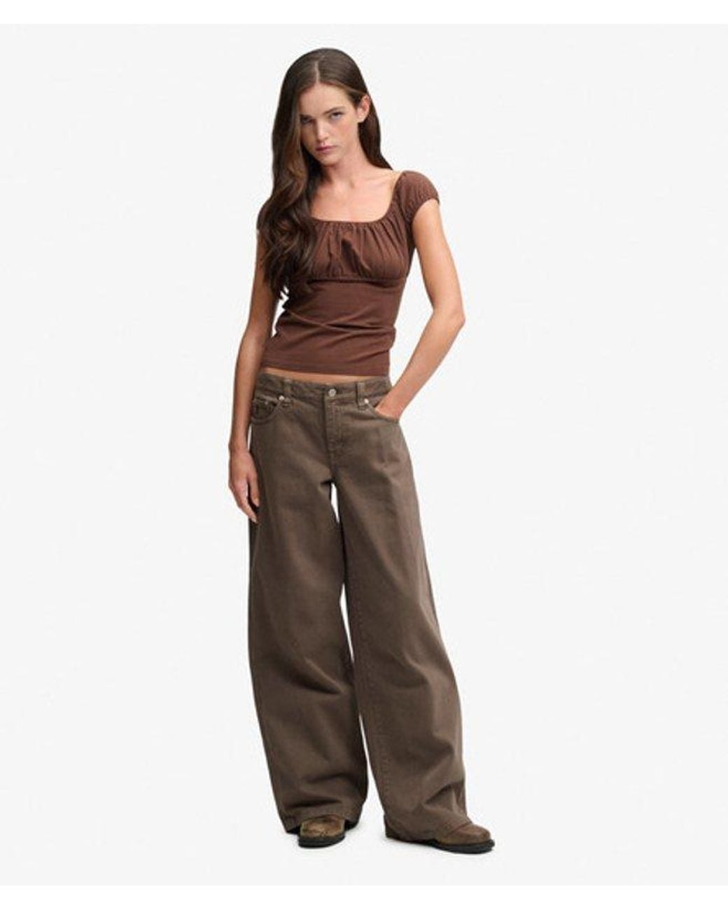 Superdry Brown & Co Athletic Essentials Ruched Top