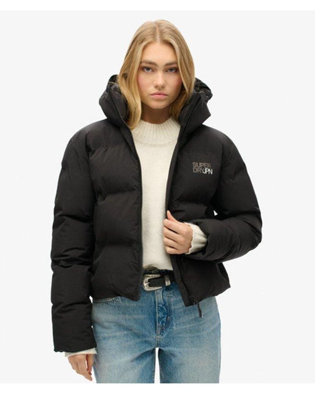 Superdry Black & Co Fully Lined Quilted Hooded Boxy Puffer Jacket