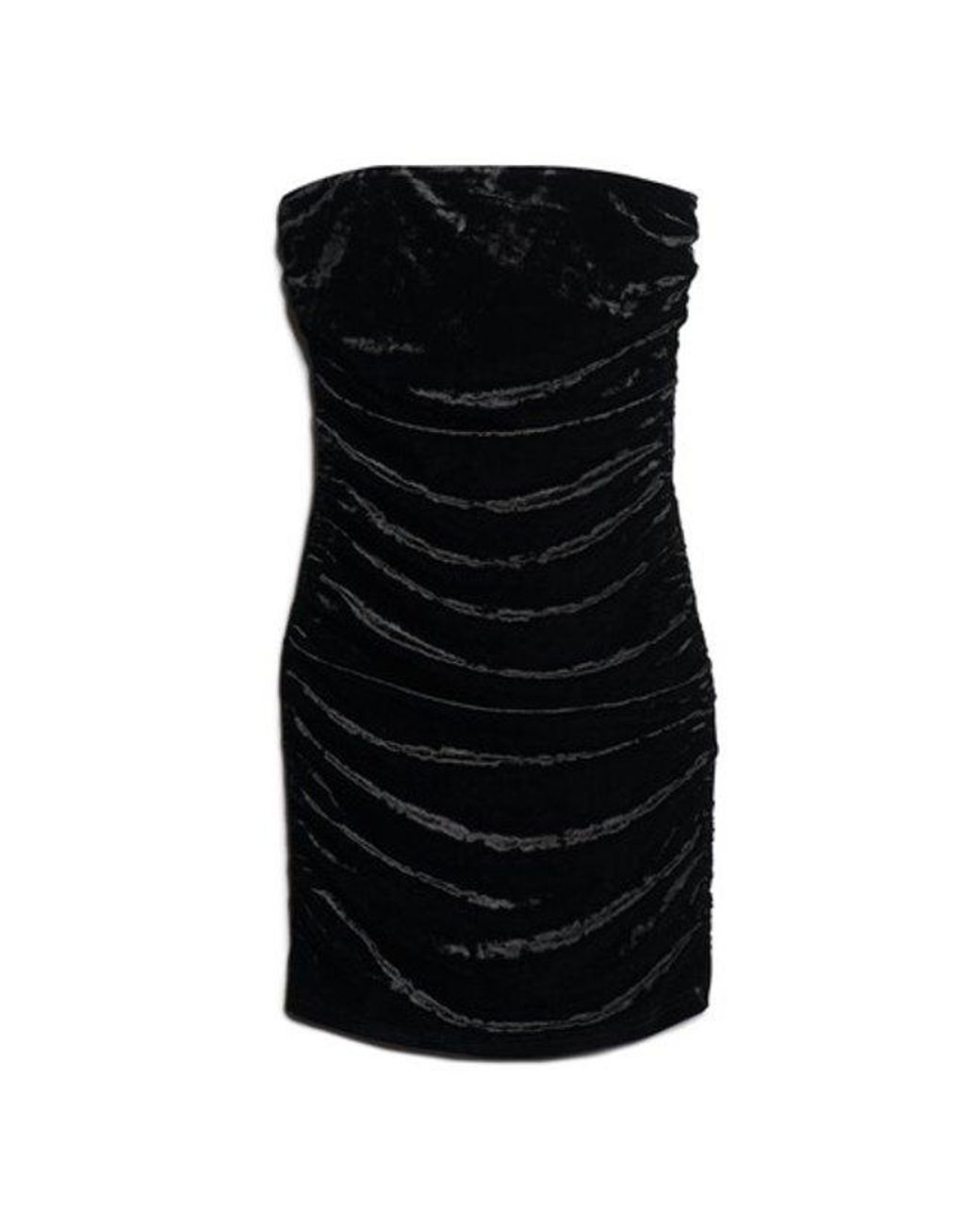 Superdry Black & Co Slim Fit Velvet Bandeau Mini Dress.
