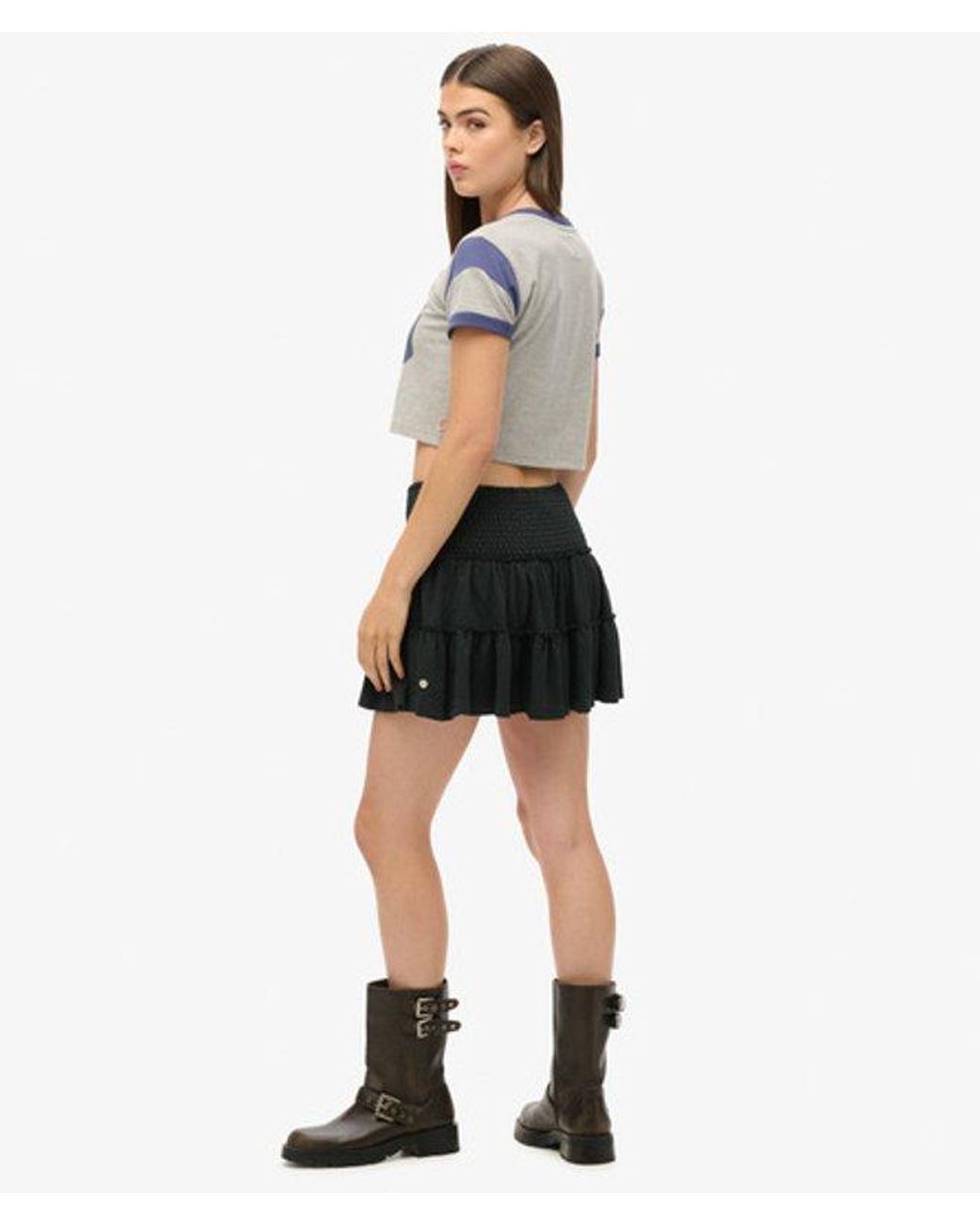 Superdry Black & Co Tiered Jersey Mini Skirt