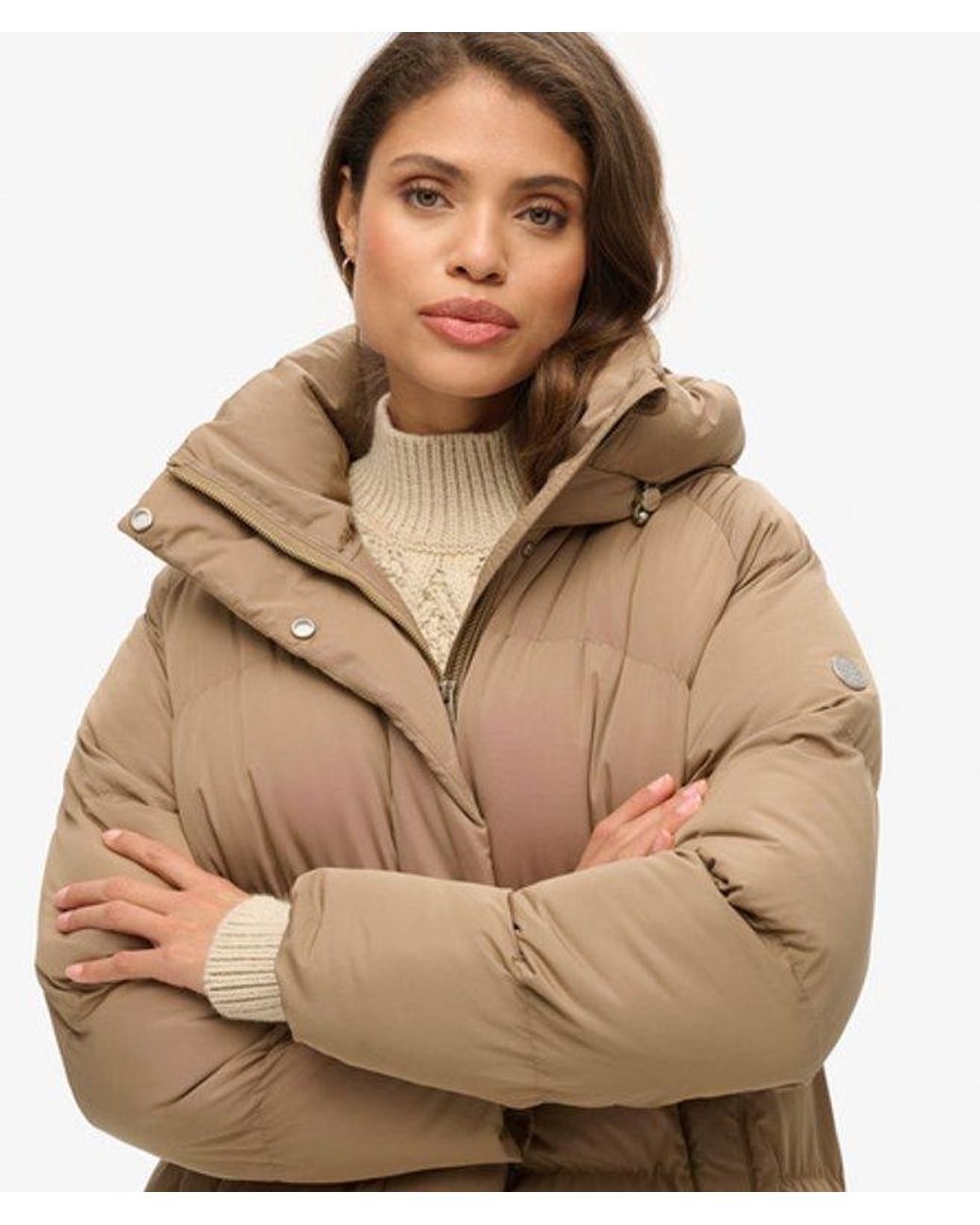 Superdry Natural & Co Classic Long Hooded Puffer Coat