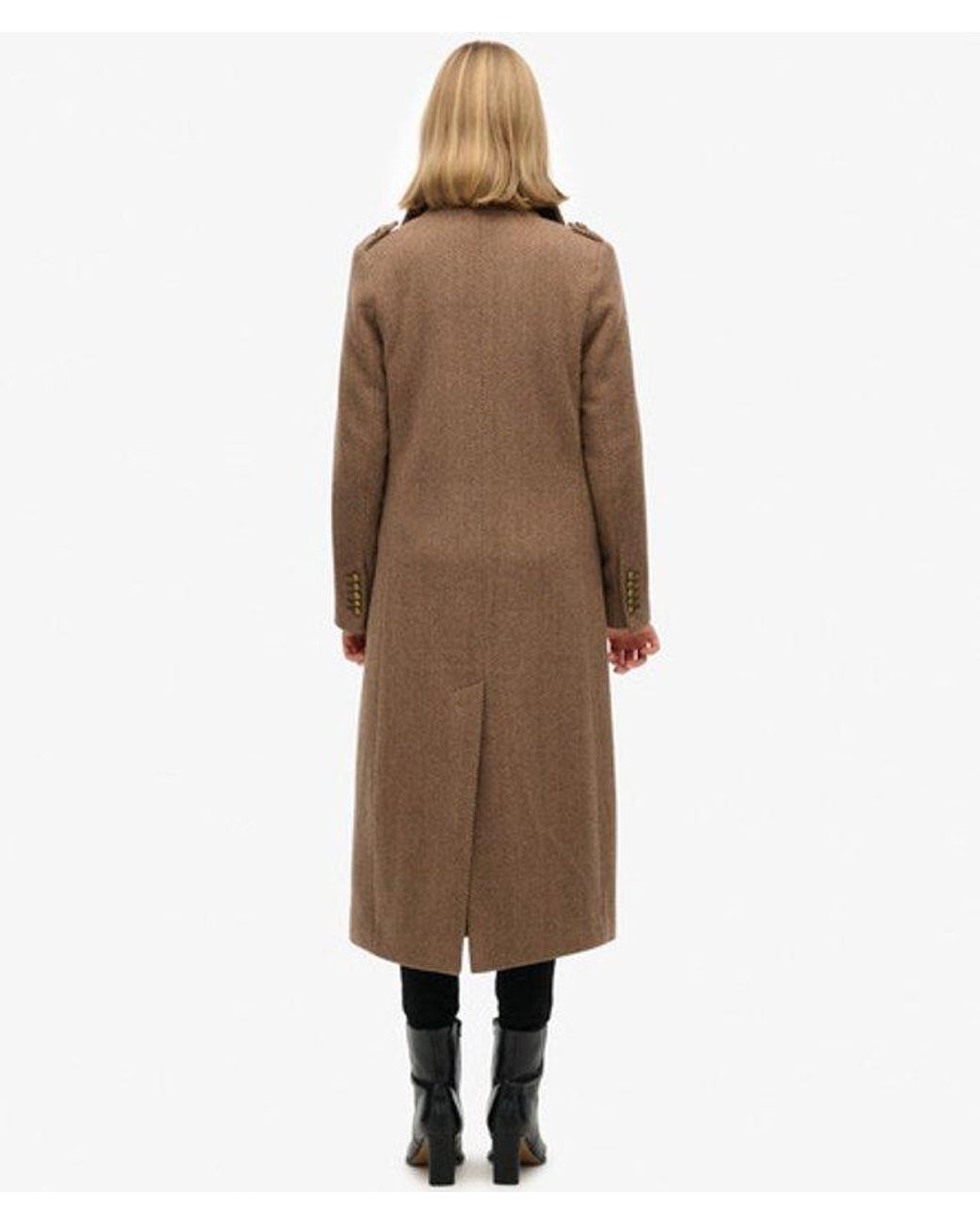 Superdry Natural & Co Double Breasted Wool Blend Coat