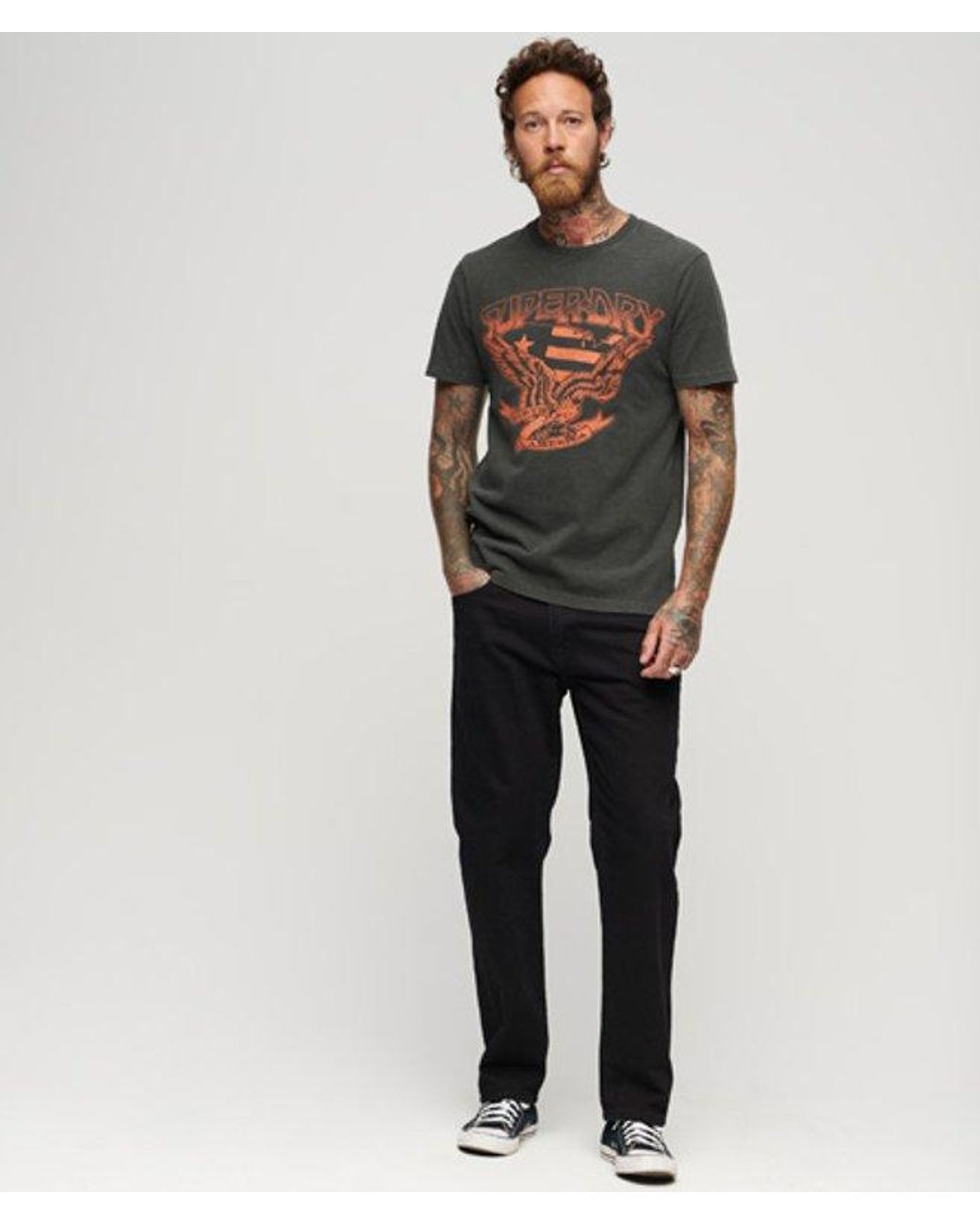 Superdry Brown & Co Classic Graphic Print 70s Lo-fi Band T-shirt for men