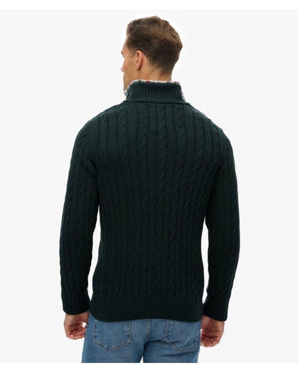 Superdry Black & Co Organic Cotton Classic Cable Half-zip Jumper for men