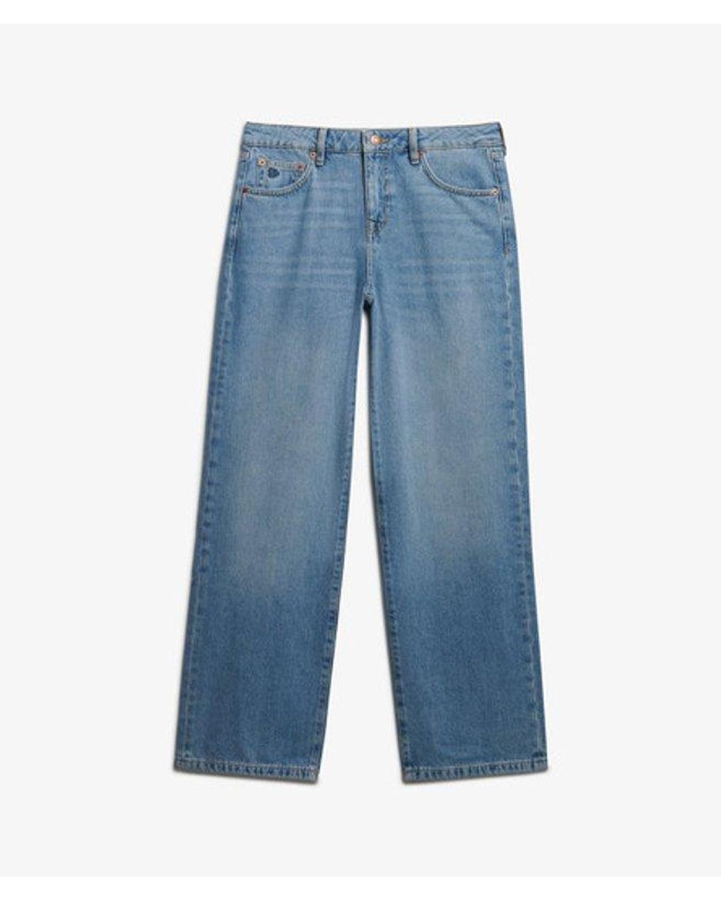 Superdry Blue & Co Organic Cotton Mid Rise Wide Leg Jeans