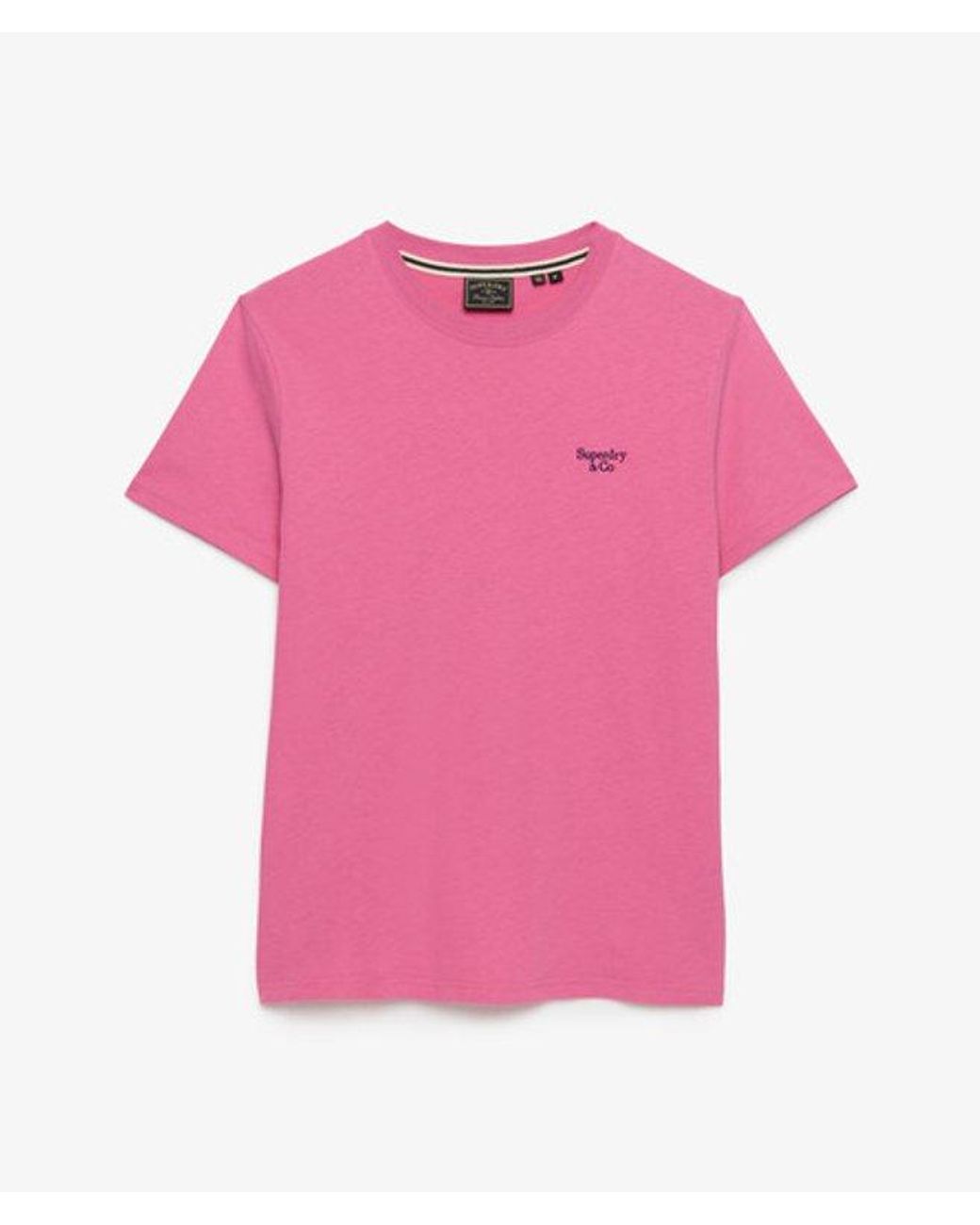 Superdry Pink & Co Essential Serif Logo Embroidered T-shirt for men