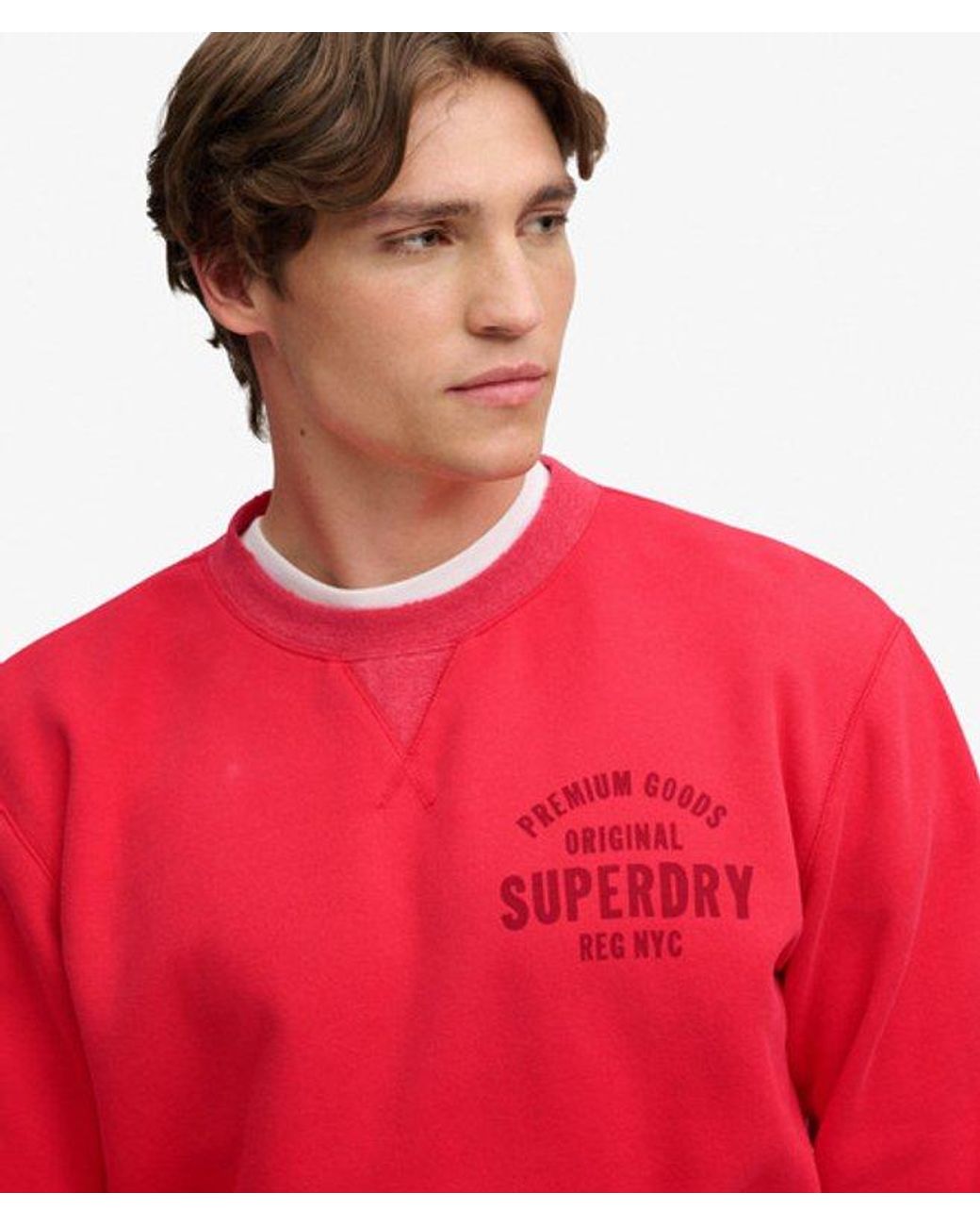 Superdry Red & Co Block Text Crew Neck Sweatshirt for men