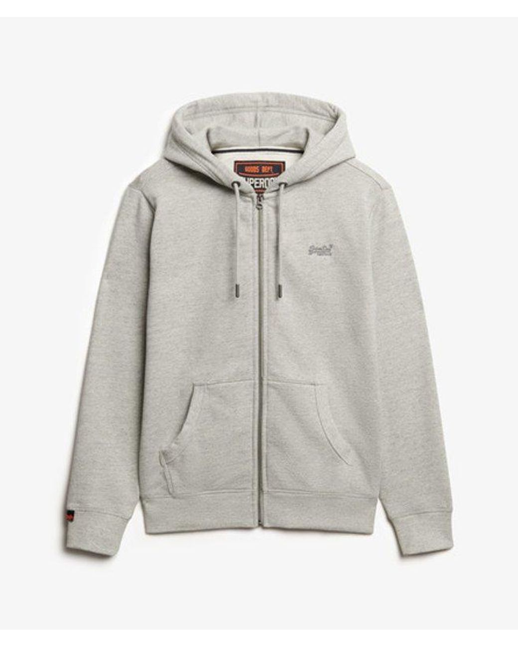 Superdry Gray & Co Essential Logo Half Brushed Zip Hoodie for men
