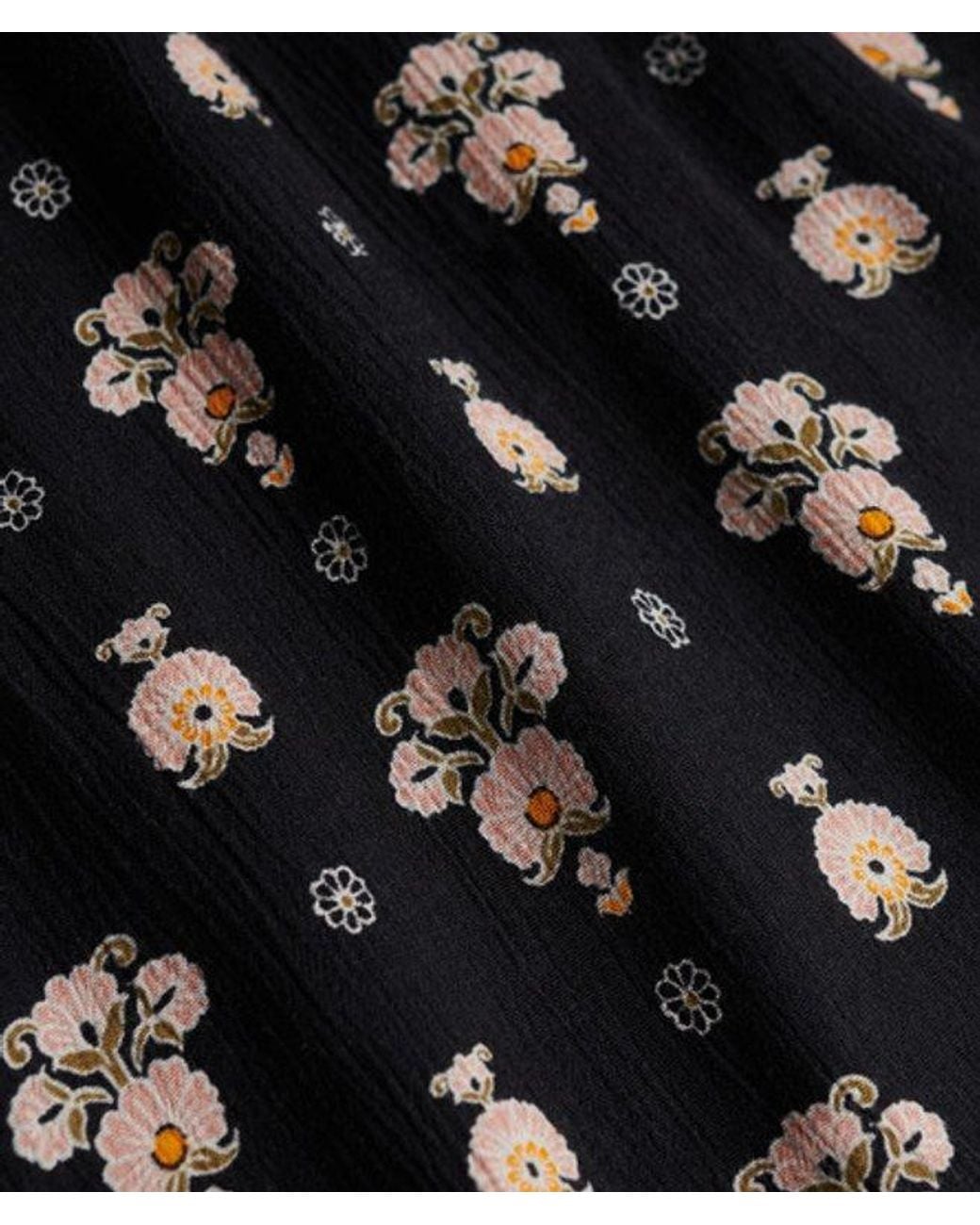 Superdry Bedrukte Midi Wikkel Jurk in het Black