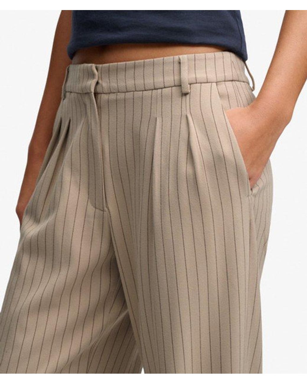 Superdry Natural & Co Mid Rise Pinstripe Trousers