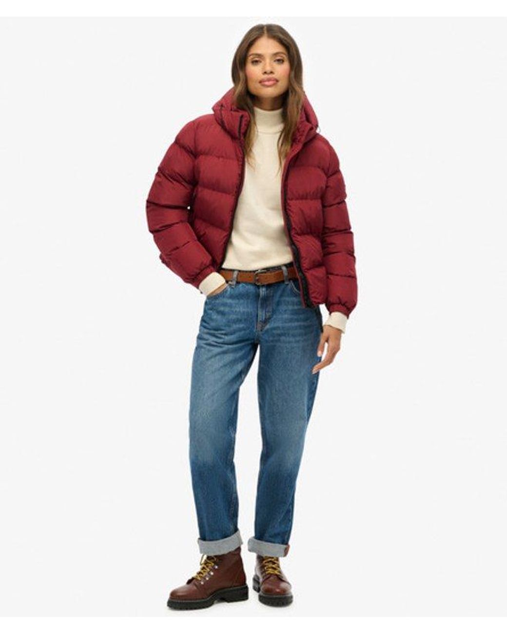 Superdry Red & Co Hooded Sports Puffer Jacket