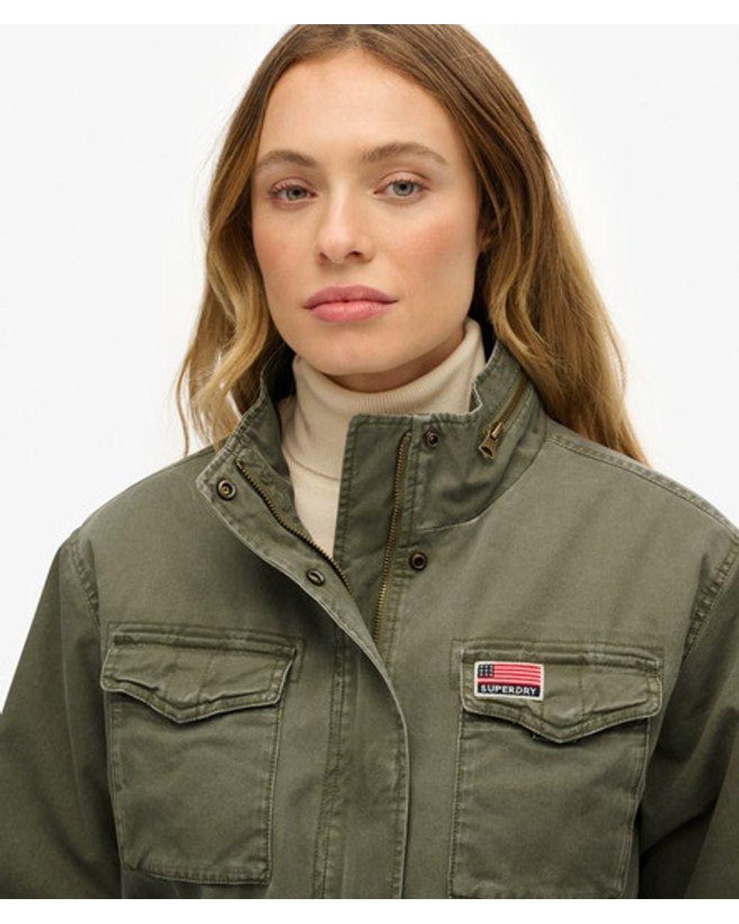 Superdry Military Borg Jas in het Green