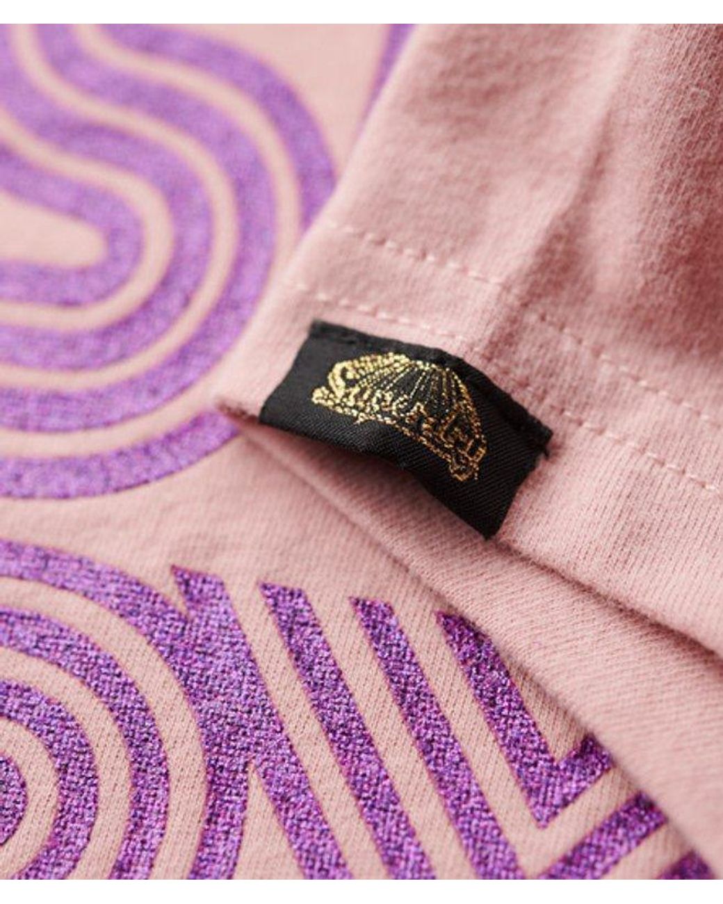 Superdry Pink & Co Retro Glitter Logo T-shirt