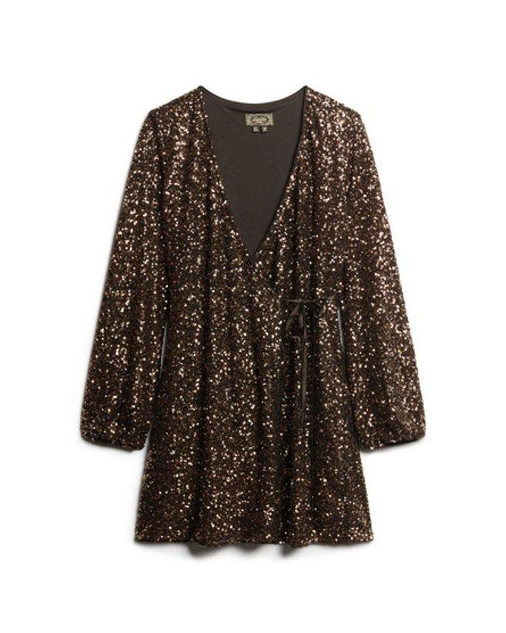 Superdry Black & Co Slim Fit Sequin Wrap Mini Dress