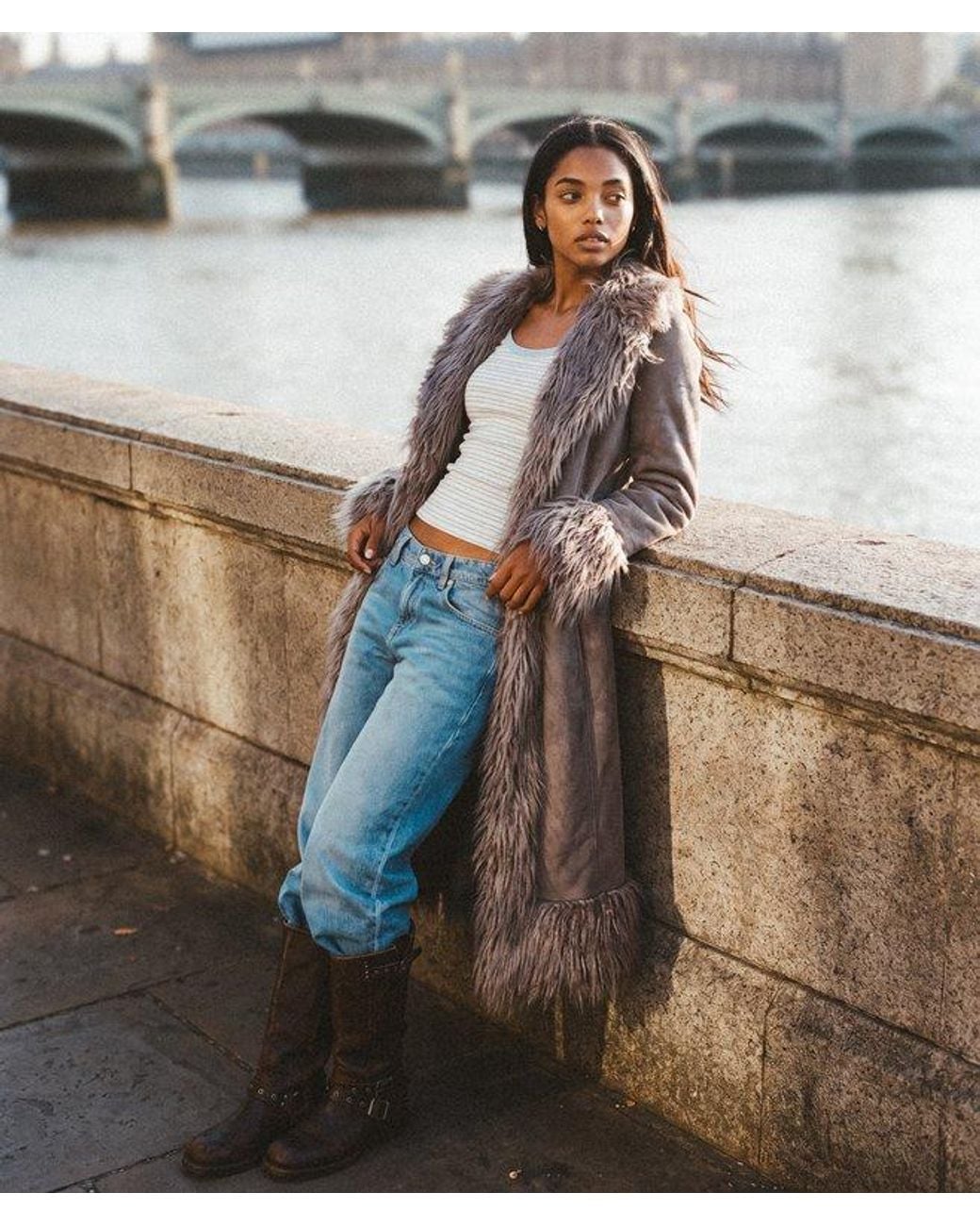 Superdry Blue & Co Long Afghan Coat