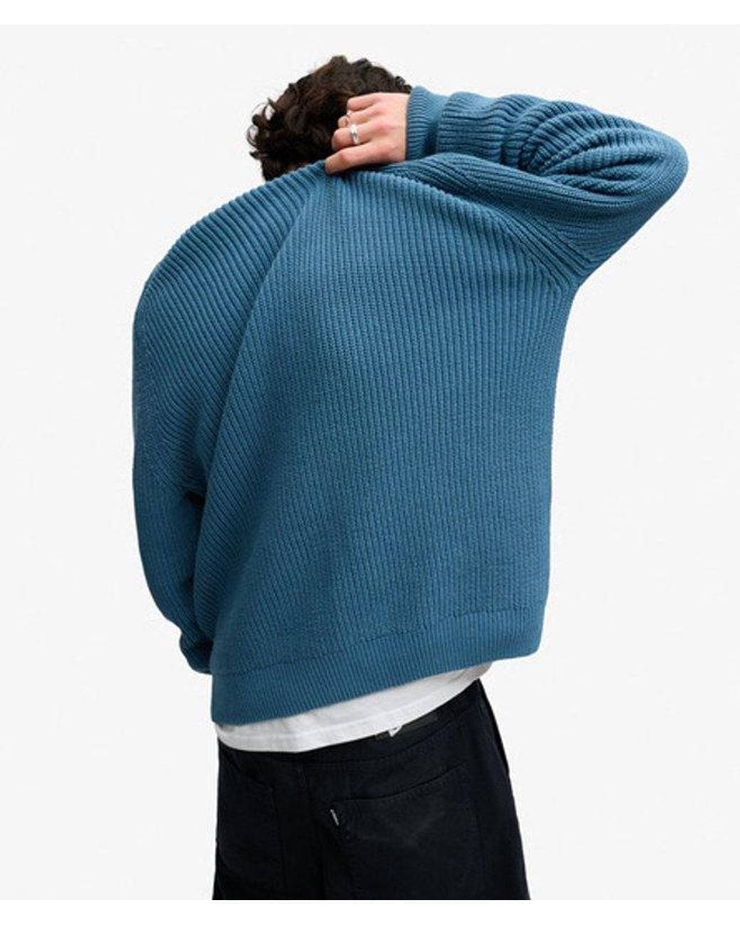 Superdry Blue Bench X & Co Bench Ribbed Boxy Jumper for men