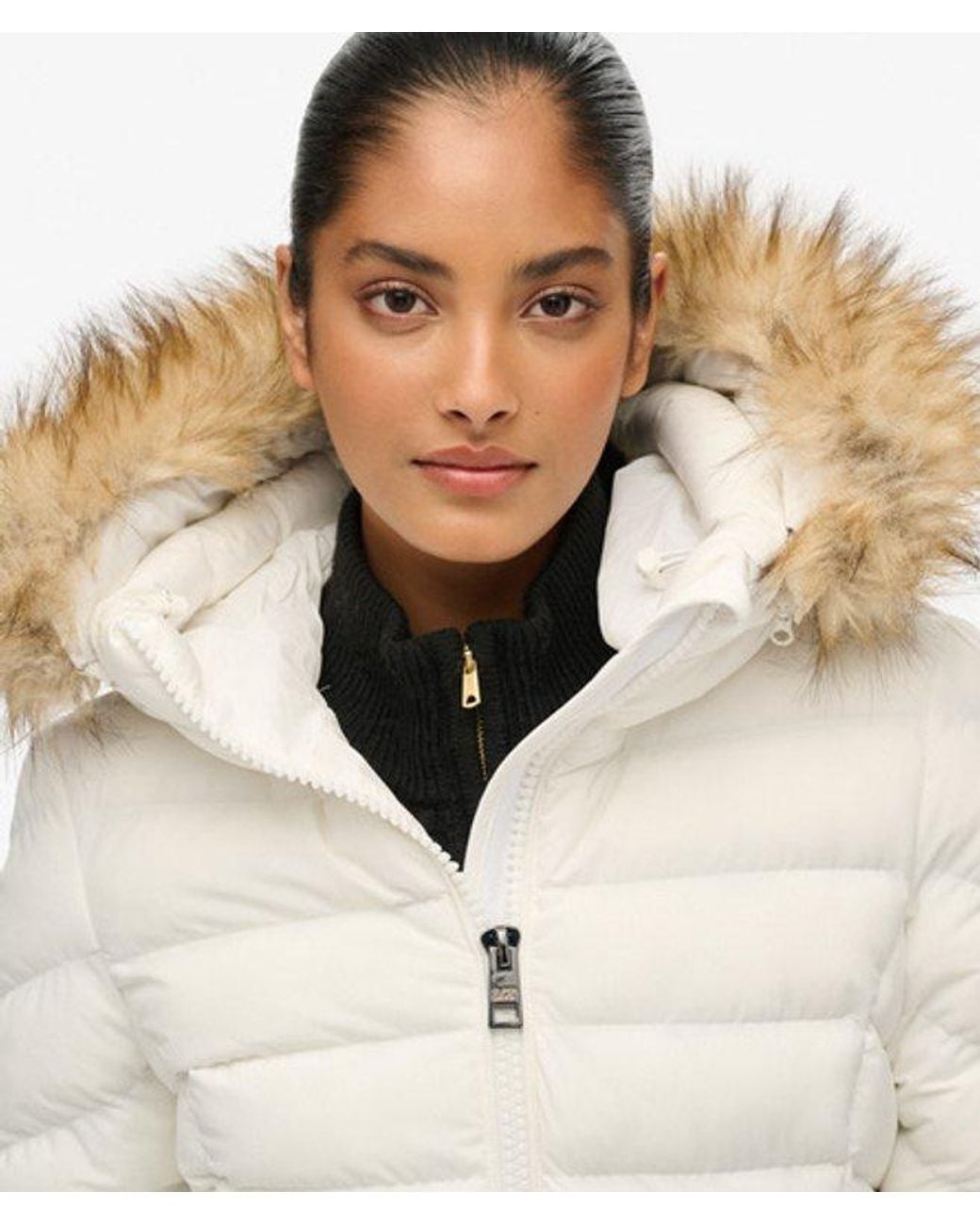 Superdry Natural & Co Fuji Faux Fur Hood Padded Jacket