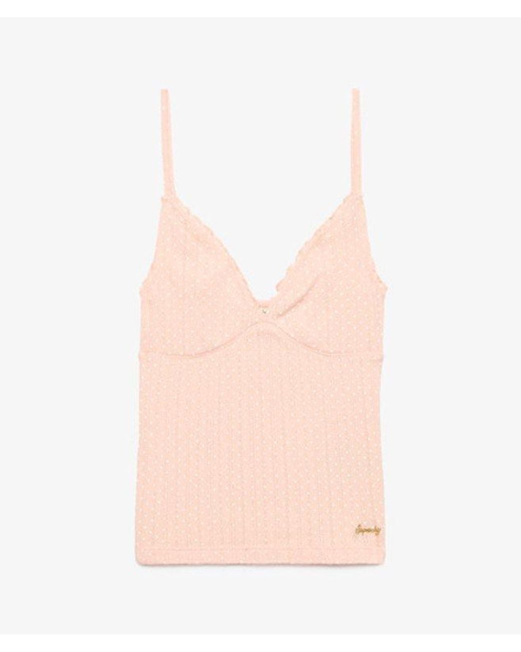 Superdry Pink & Co Athletic Essentials Printed Pointelle Cami Top
