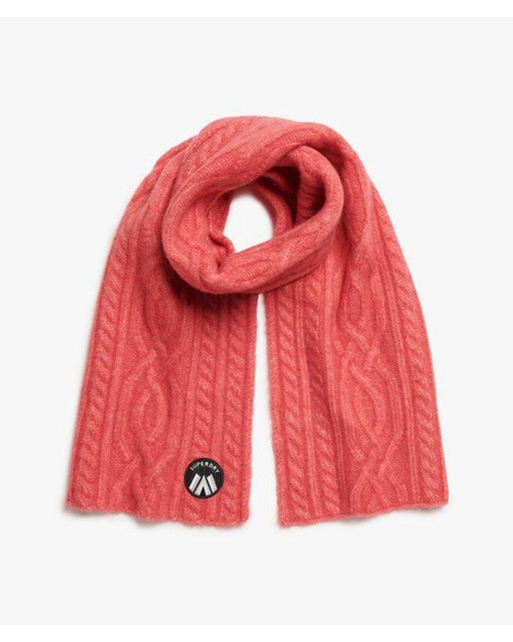 Superdry Red Cable Luxe Knit Scarf