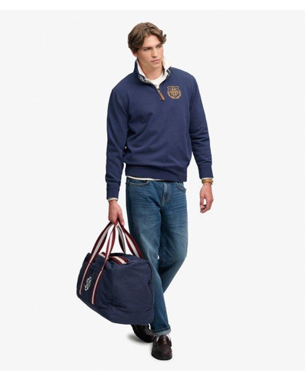 Superdry Blue & Co Gothic Varsity Half Zip Sweatshirt for men