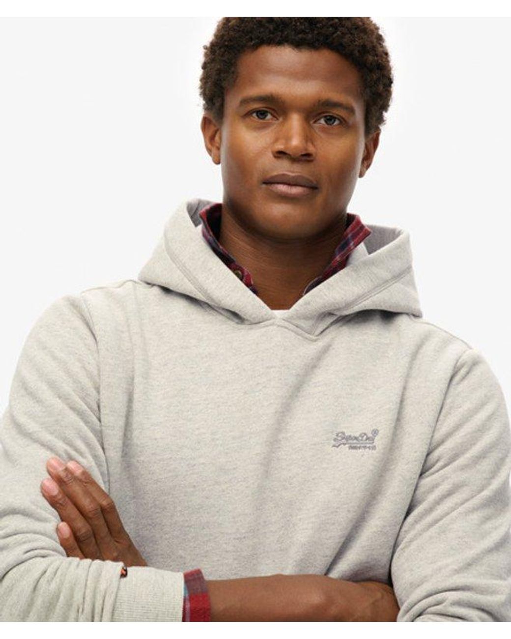 Superdry Essential Hoodie Met Logo En Halfgeborstelde Voering in het Gray voor heren