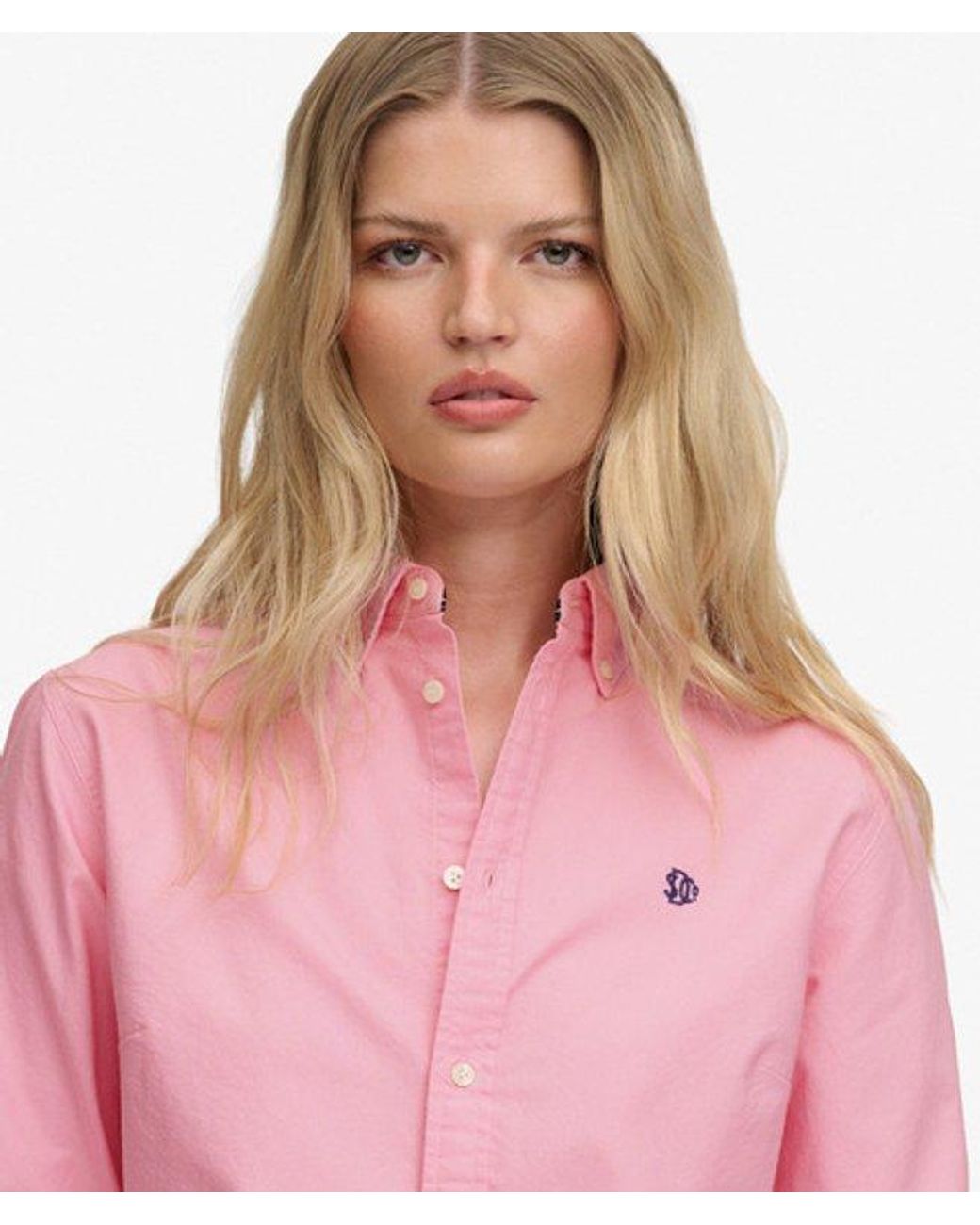 Superdry Pink & Co Slim Oxford Button Down Long Sleeve Shirt