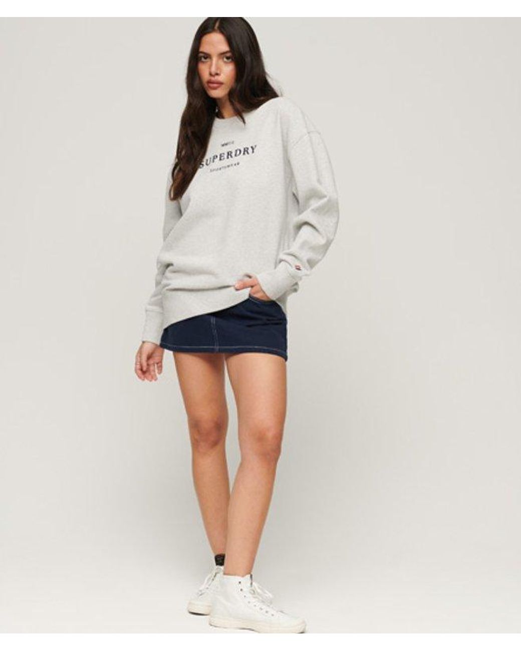 Superdry White Heraldry Oversized Crew Sweatshirt