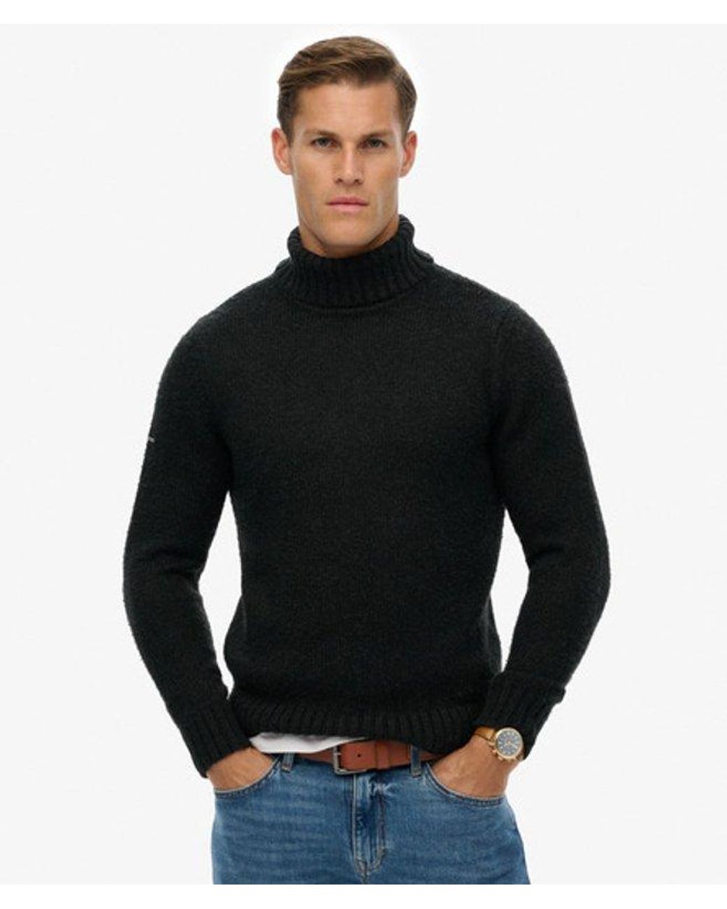 Pull brossé à col roulé Superdry pour homme en coloris Black