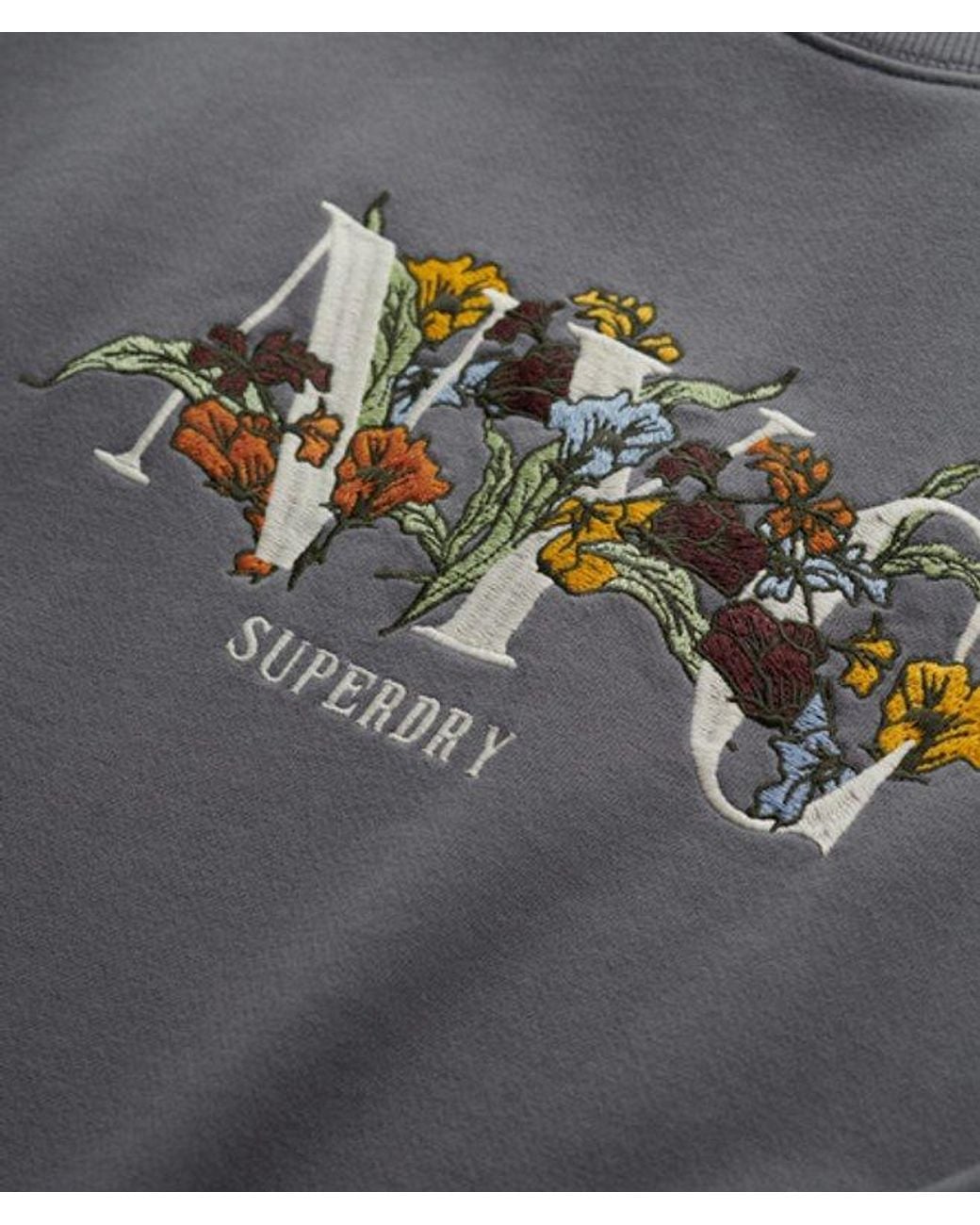 Superdry Gray Night Garden Oversized Crew Sweatshirt