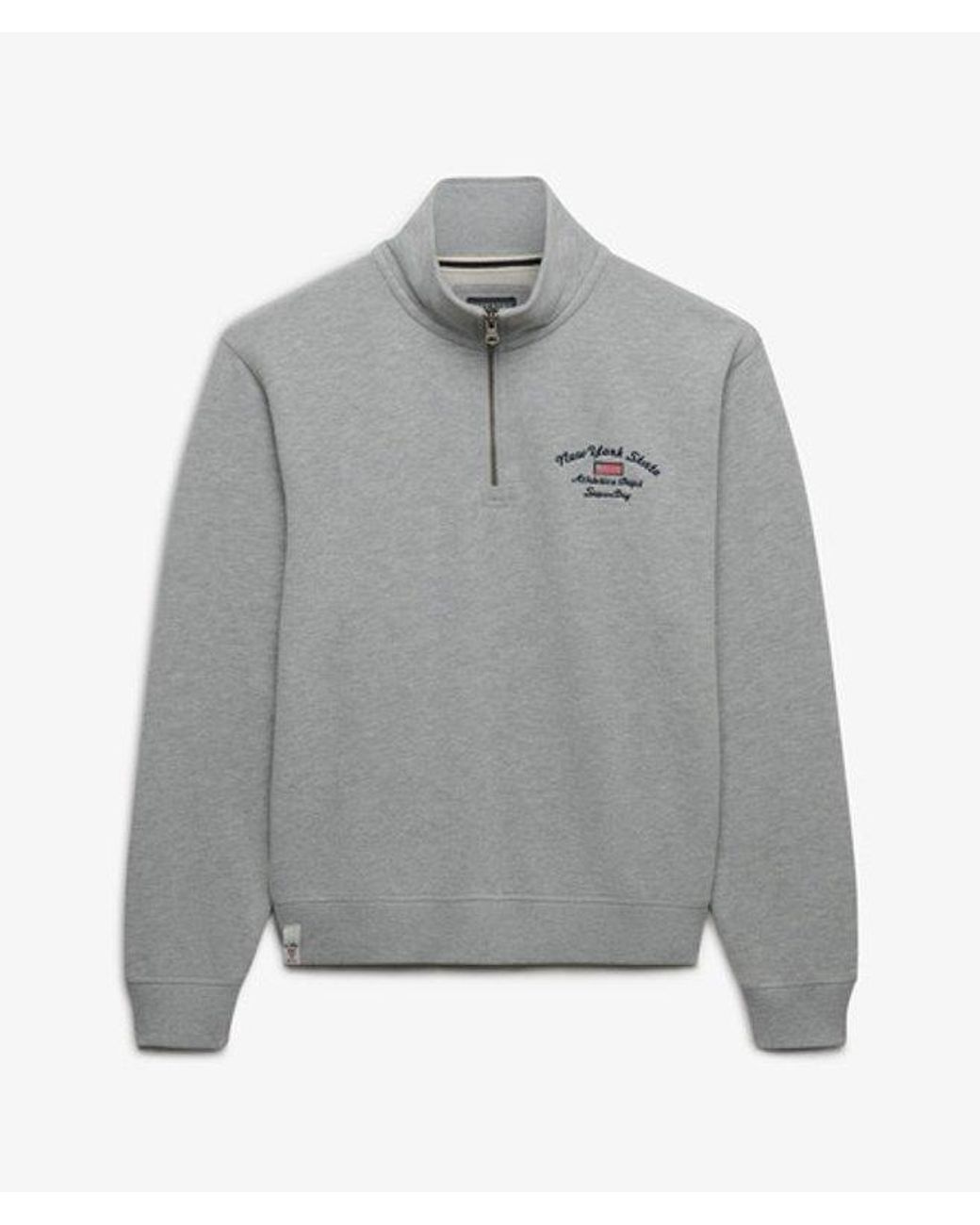 Superdry Gray & Co Athletic Essentials Graphic Half Zip Sweatshirt