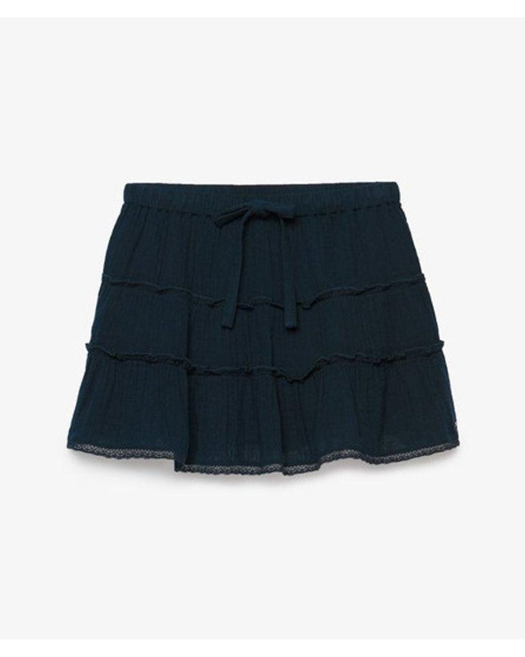 Superdry Blue Cheesecloth Tiered Mini Skirt
