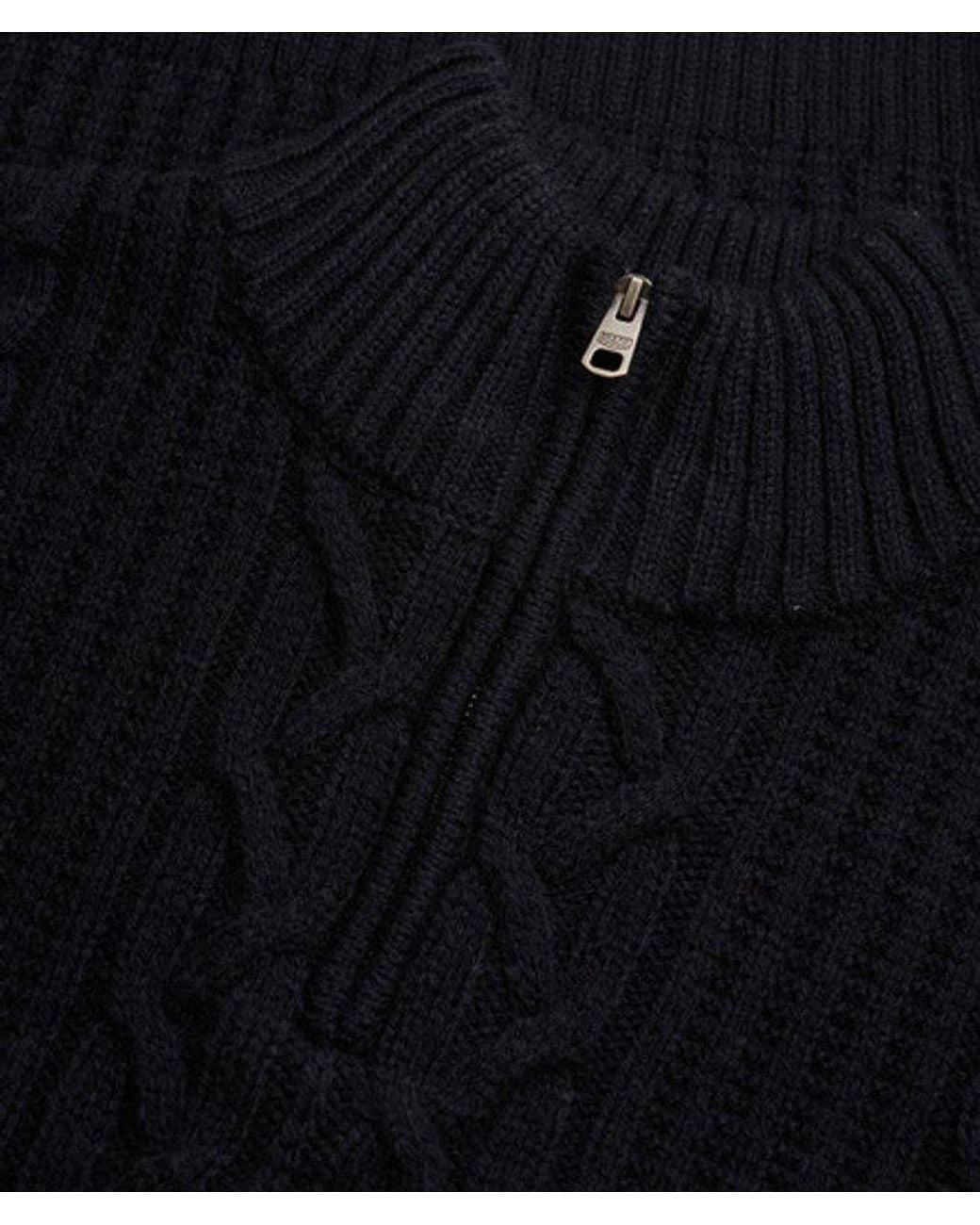 Superdry Black & Co Jacob Cable Half Zip Knit for men