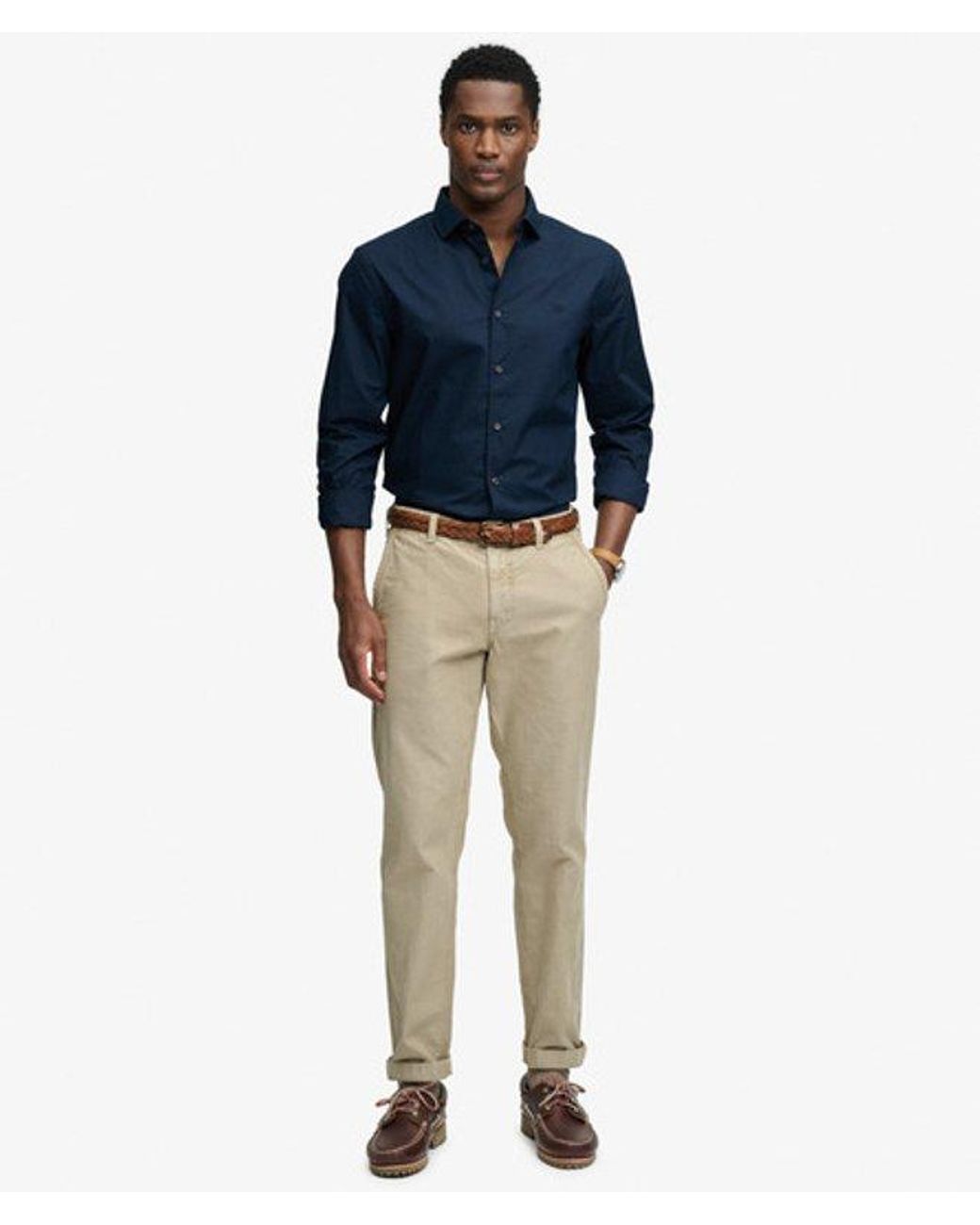 Superdry Blue & Co Cut Away Poplin Long Sleeve Shirt for men