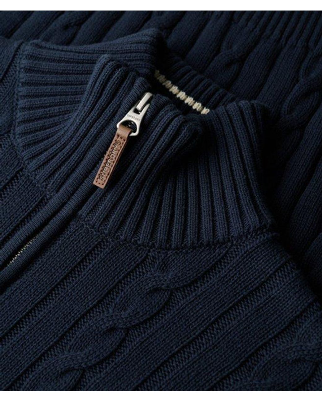 Superdry Blue & Co Cotton Classic Cable Half-zip Jumper for men