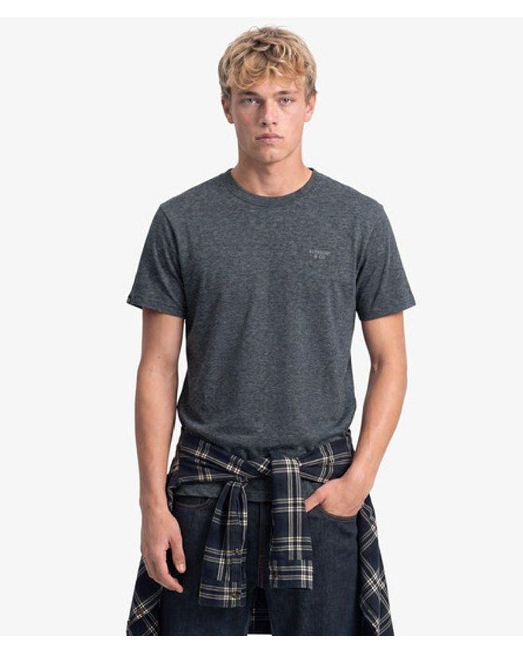 Superdry Blue & Co Essential Stacked Logo Embroidered T-shirt for men