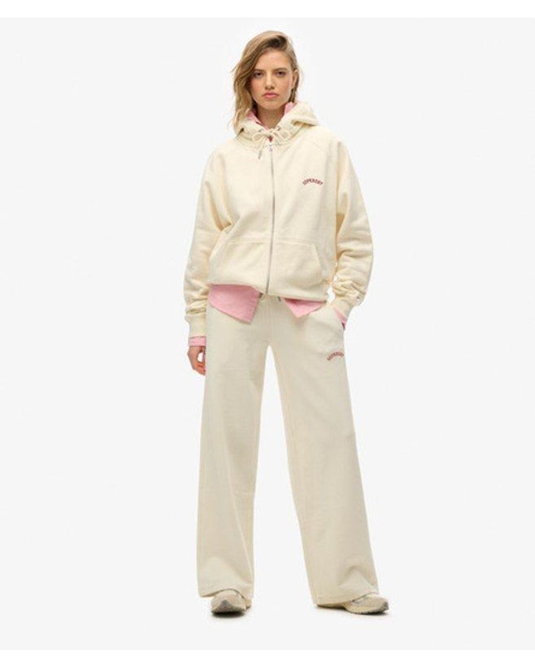 Superdry Natural Essential Logo Oversized Raglan Zip Hoodie