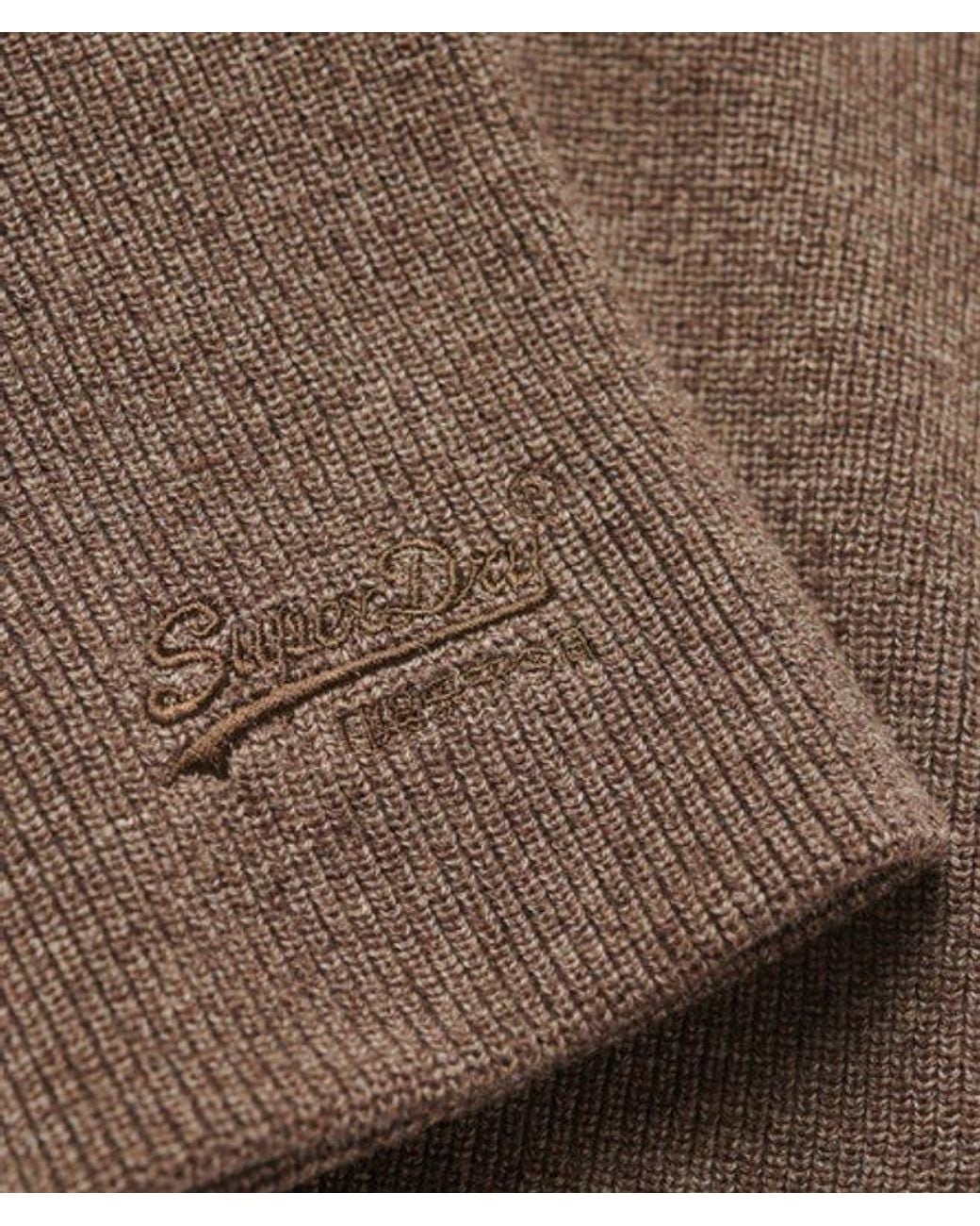Superdry Brown Essential Logo Knitted Beanie Hat for men