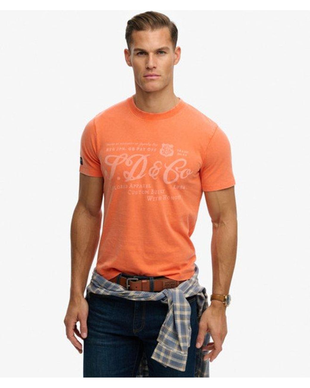 Superdry Orange Industry Worker Relaxed T-shirt for men