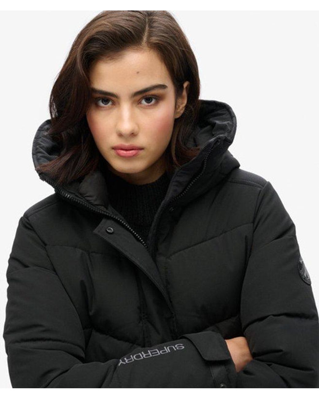 Superdry Black & Co City Chevron Padded Parka Coat