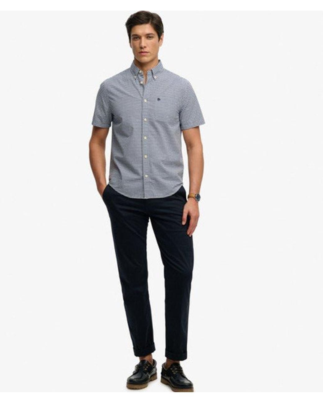 Superdry Blue & Co Preppy Poplin Short Sleeve Shirt for men