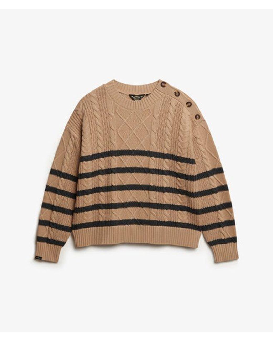 Superdry Brown & Co Cable Crew Neck Jumper