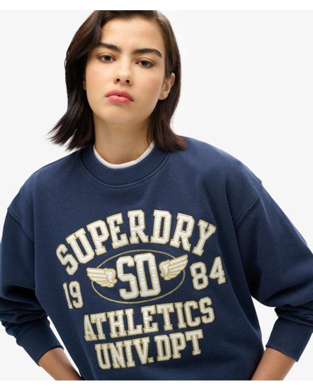 Superdry Blue & Co Ladies Classic College Script Loose Sweatshirt