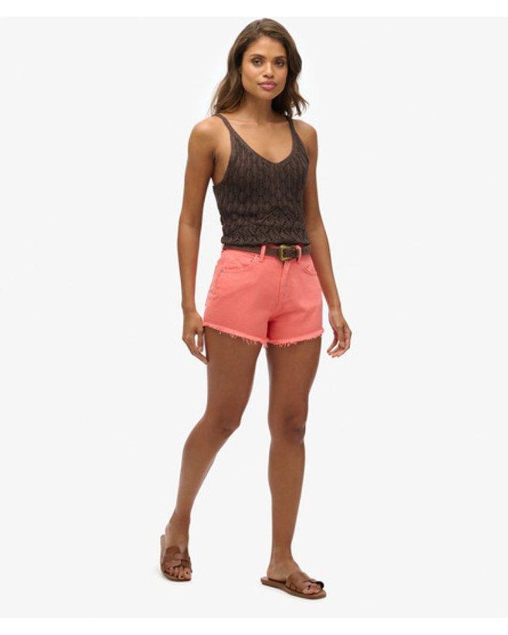 Superdry Red & Co High Rise Denim Shorts