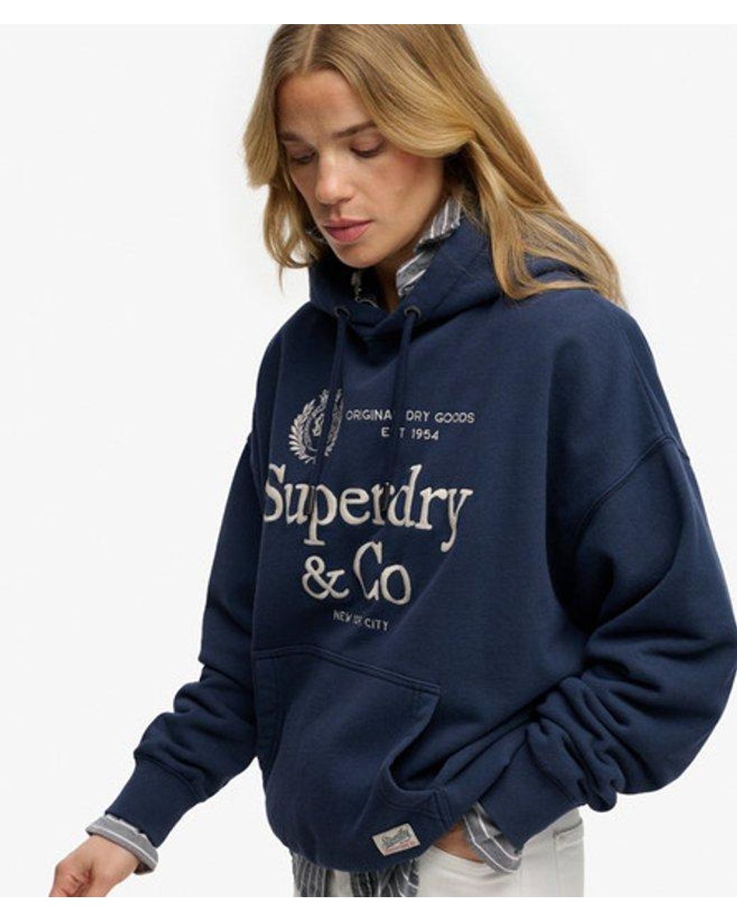 Superdry Blue & Co Luxe Casual Embroidered Relaxed Hoodie